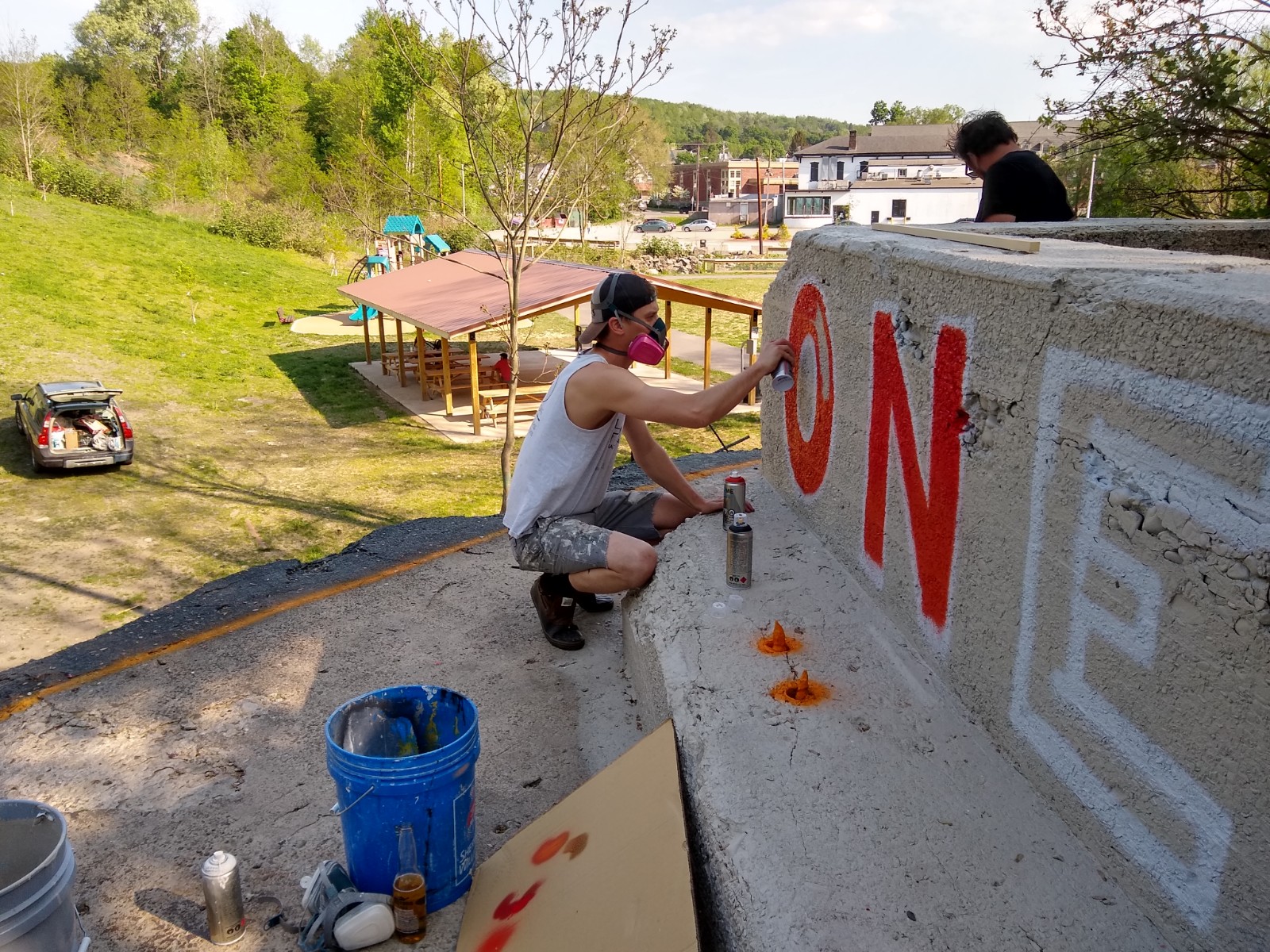 Carbondale mural painting in progress